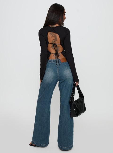 Laguardia Wide Leg Jeans Dark Blue Wash Product Image