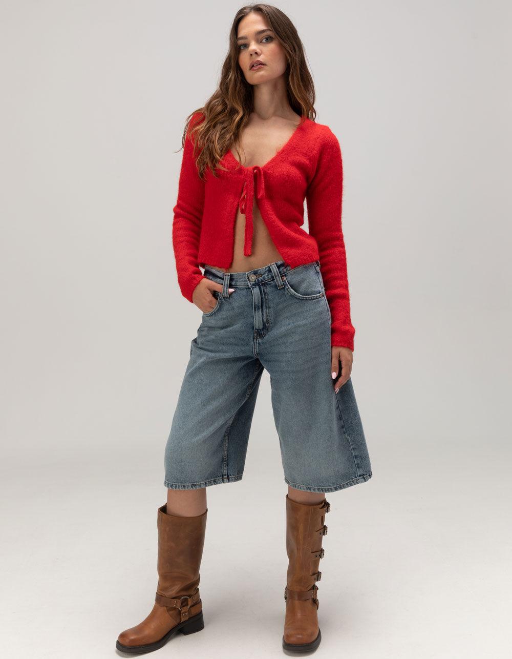 BDG Urban Outfitters Tie Front Womens Cardigan - RED Product Image