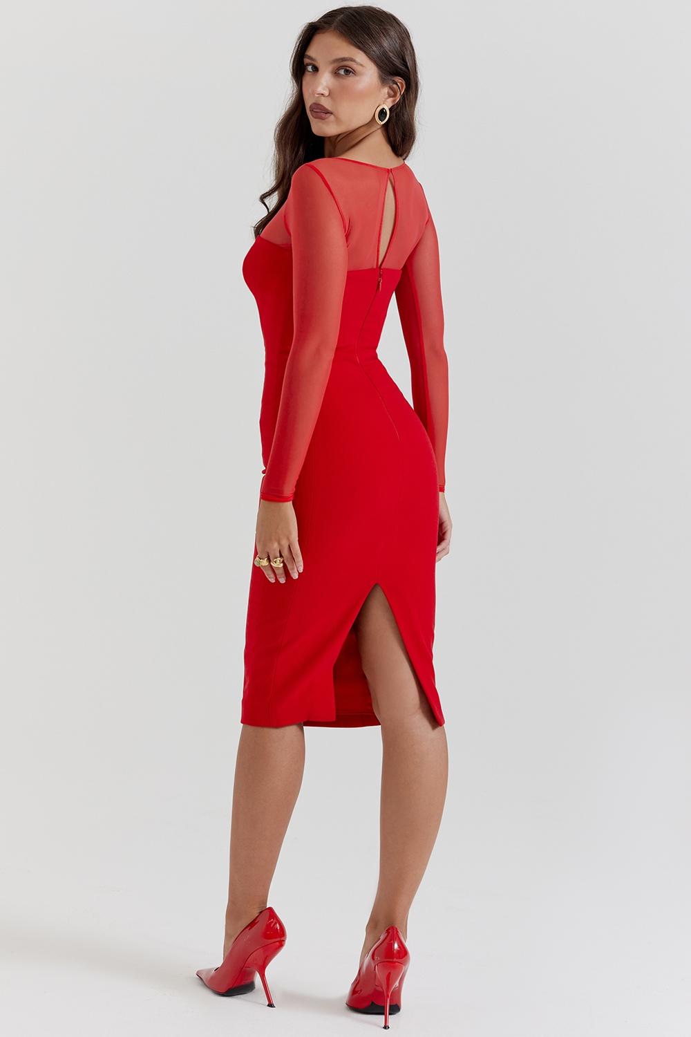 Darcy  scarlet plunge midi dress Product Image