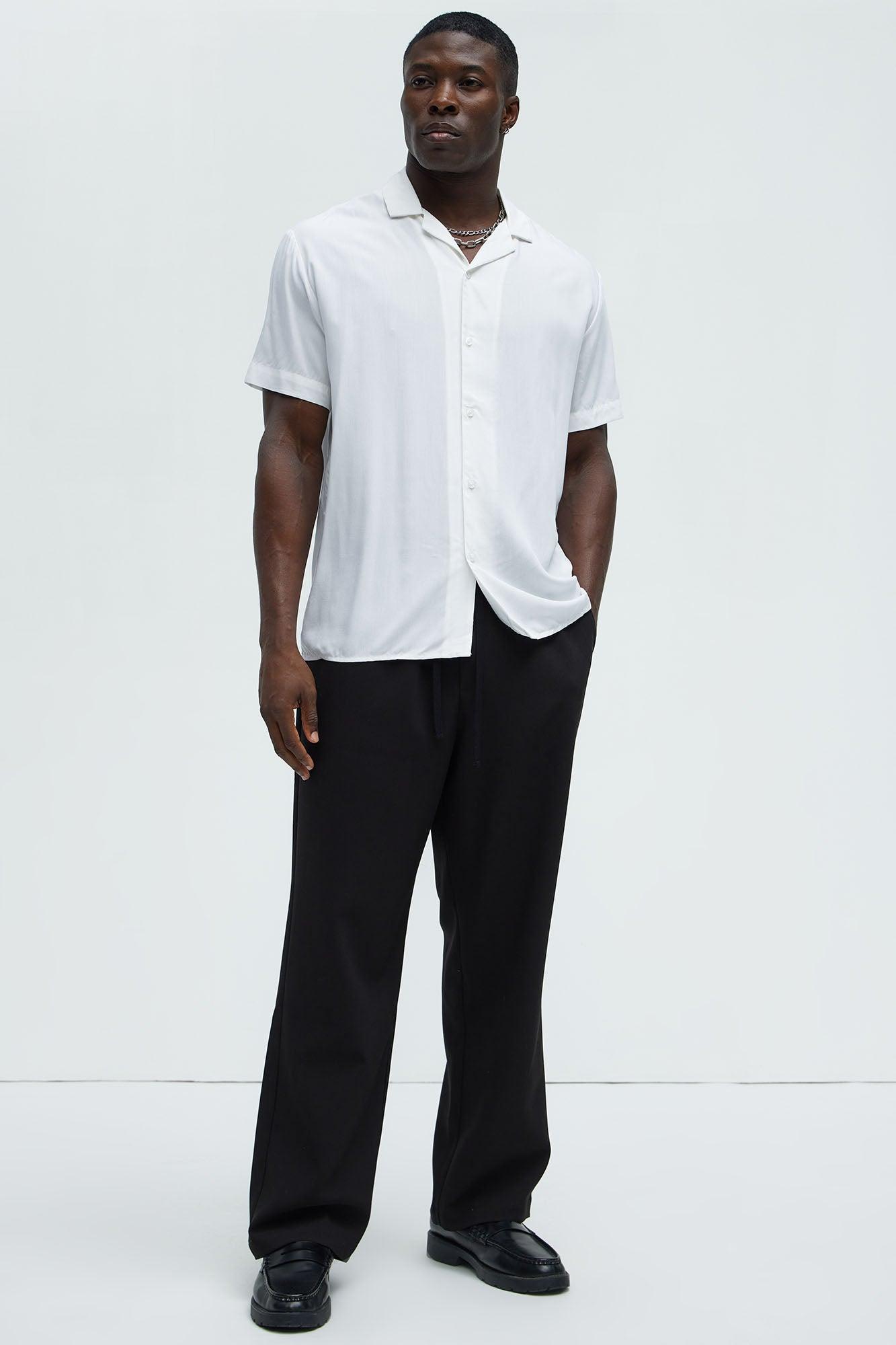 Dawson Relaxed Short Sleeve Cuban Collar Shirt - White Product Image