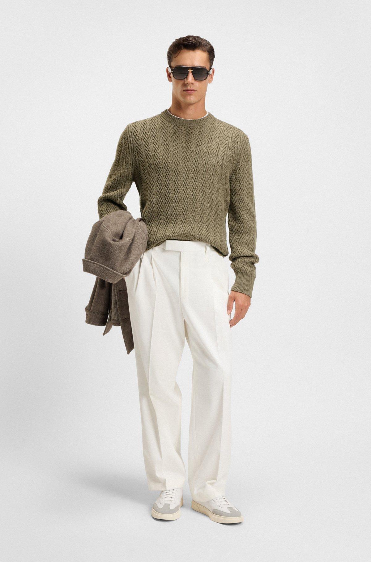 Virgin-wool sweater with herringbone structure Product Image