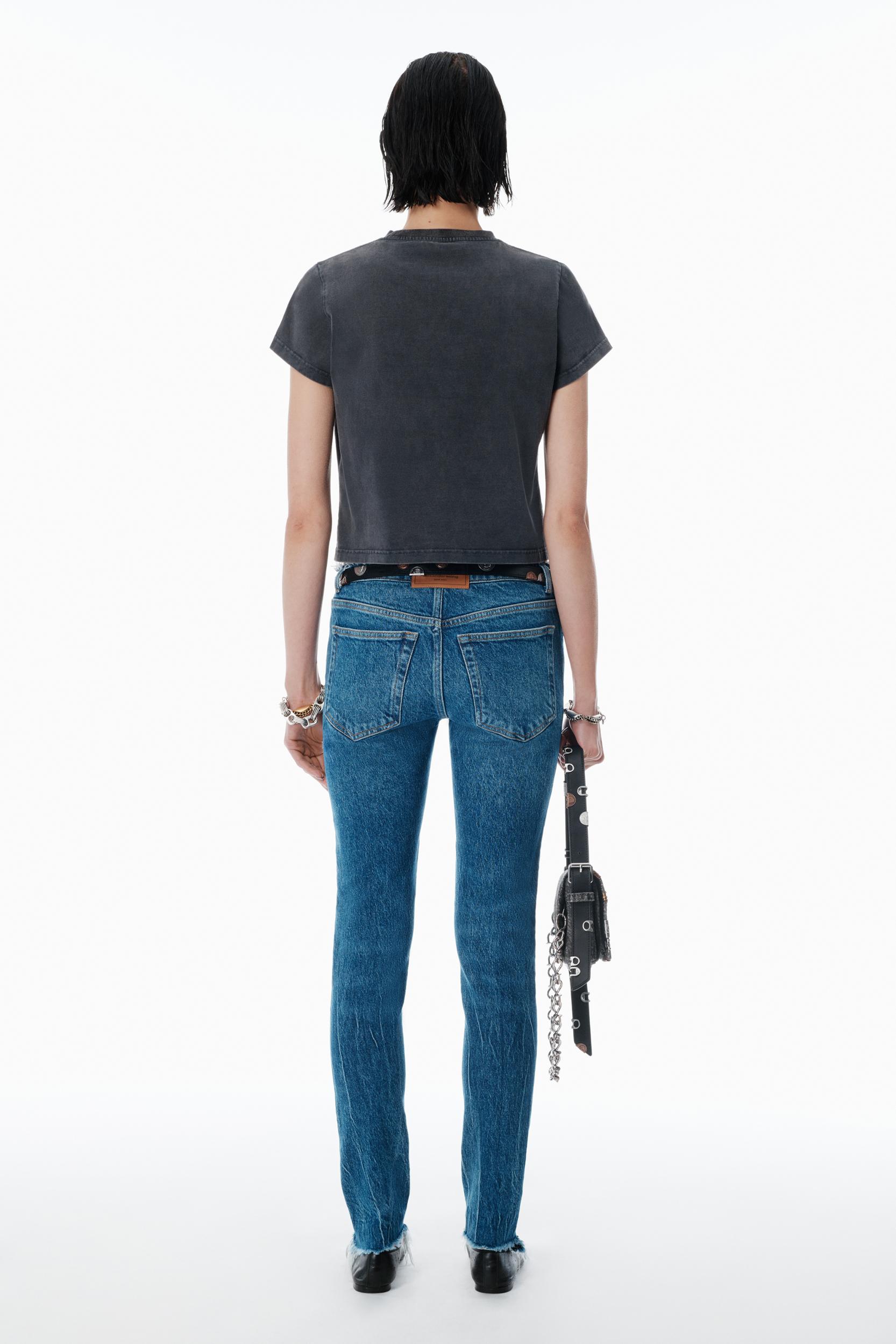 Black Cotton Shrunken Logo Tee Product Image