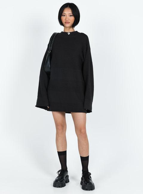 Cheyenne Knit Sweater Dress Black Product Image