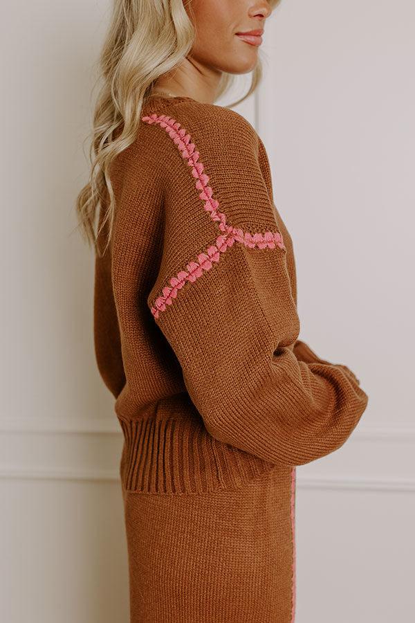 Coffee Shop Cutie Knit Sweater in Chocolate Product Image