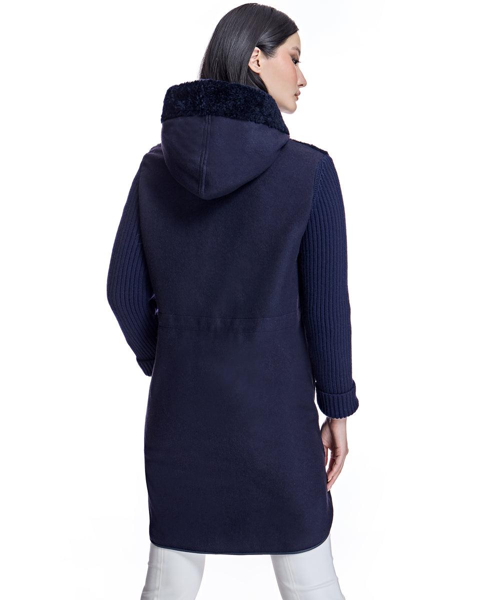 Hooded Shearling Jacket with Zipper Product Image