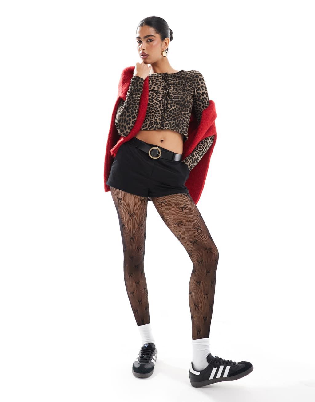 Stradivarius cropped cardigan in leopard Product Image