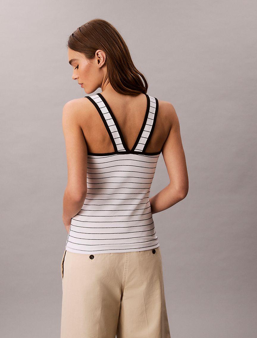 Cotton Rib Stripe Logo Graphic Tank Top Product Image