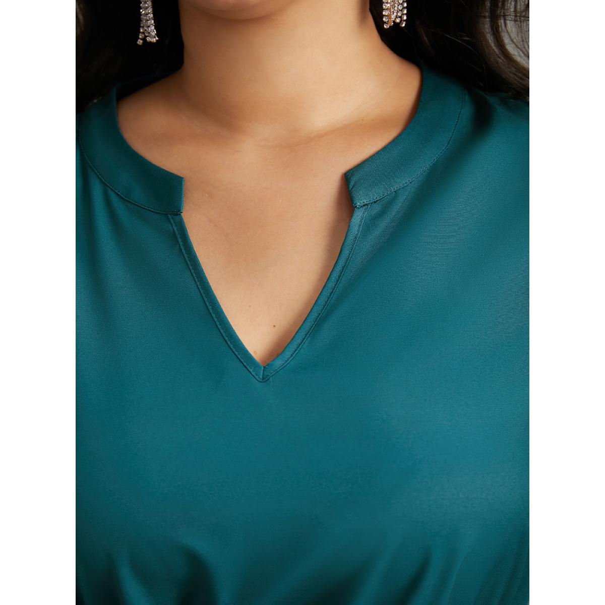 Plus Size Floral Print Patchwork Bleted Pocket Dress Cerulean Women Glamour Belted Notched collar Long Sleeve Curvy Midi Dress BloomChic 14-16/1X Product Image