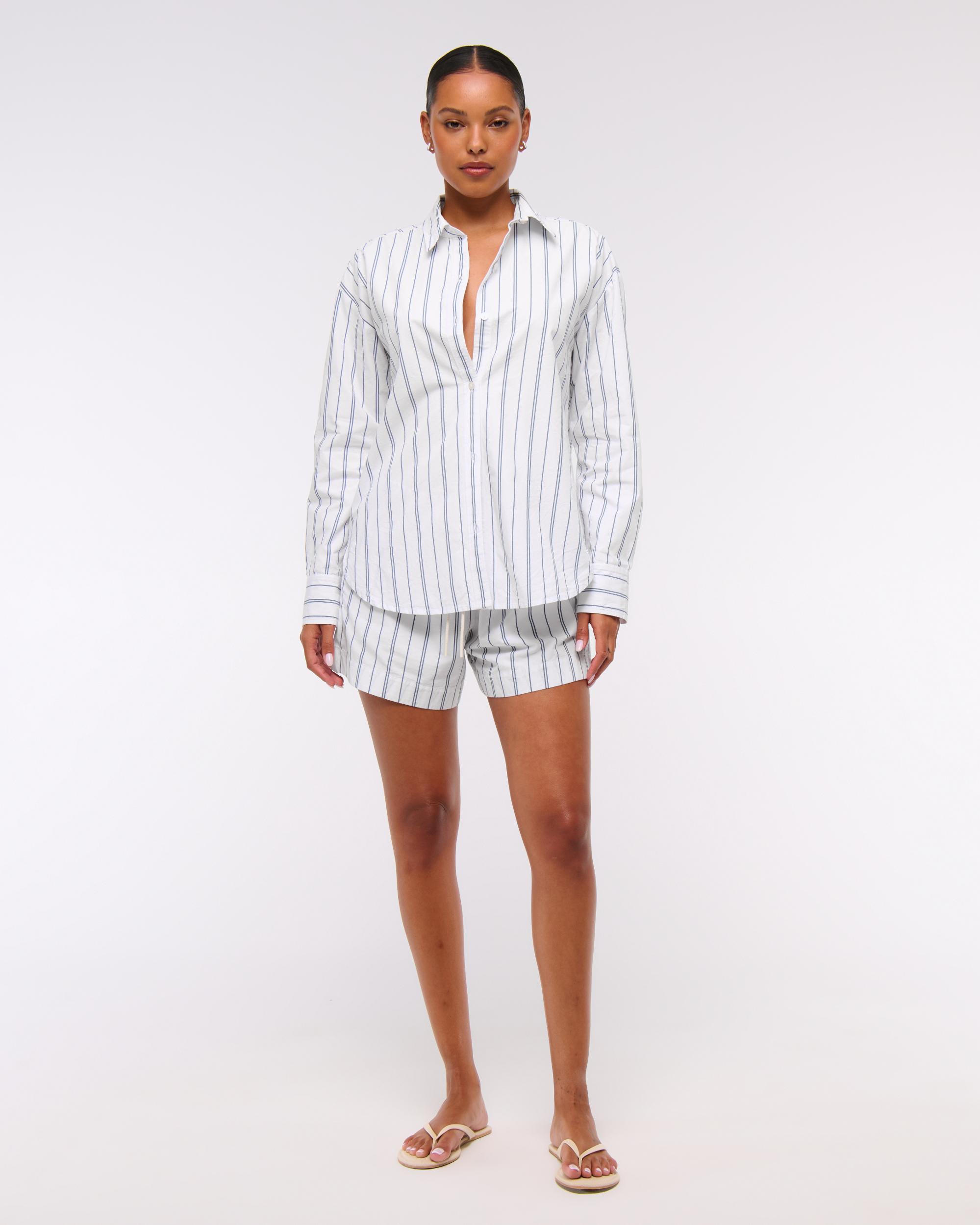 Oversized Tie-Back Poplin Shirt Product Image