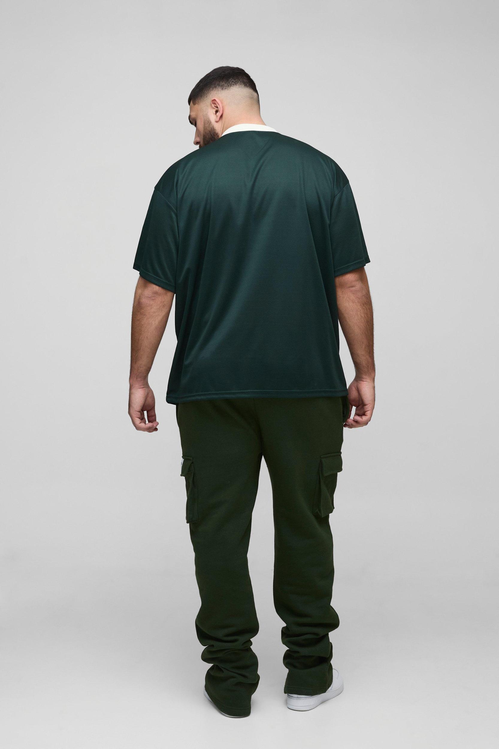 Plus Oversized V Neck Mesh T-shirt | boohooMAN USA Product Image