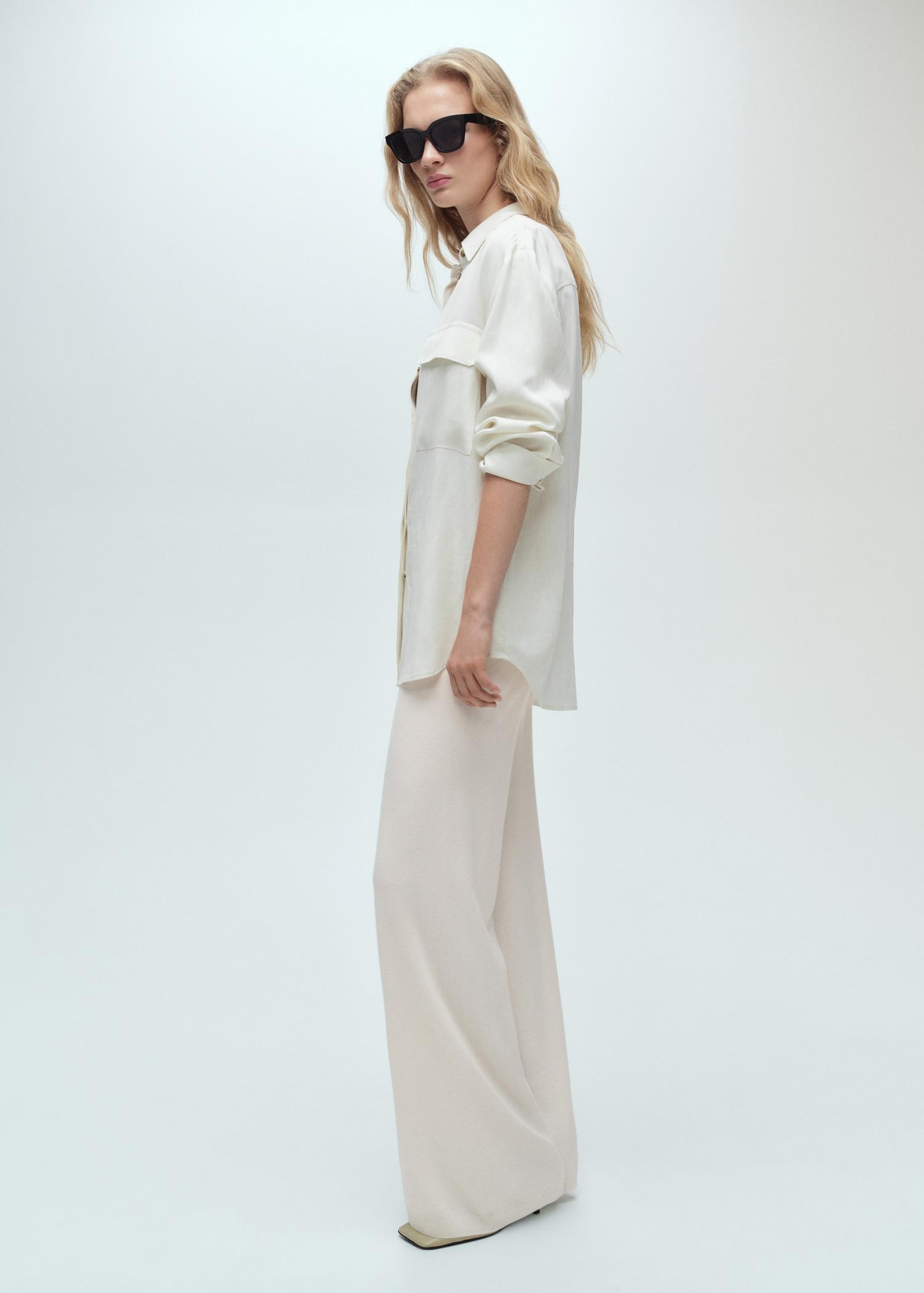 Fine-knit wideleg trousers - Women | MANGO USA Product Image