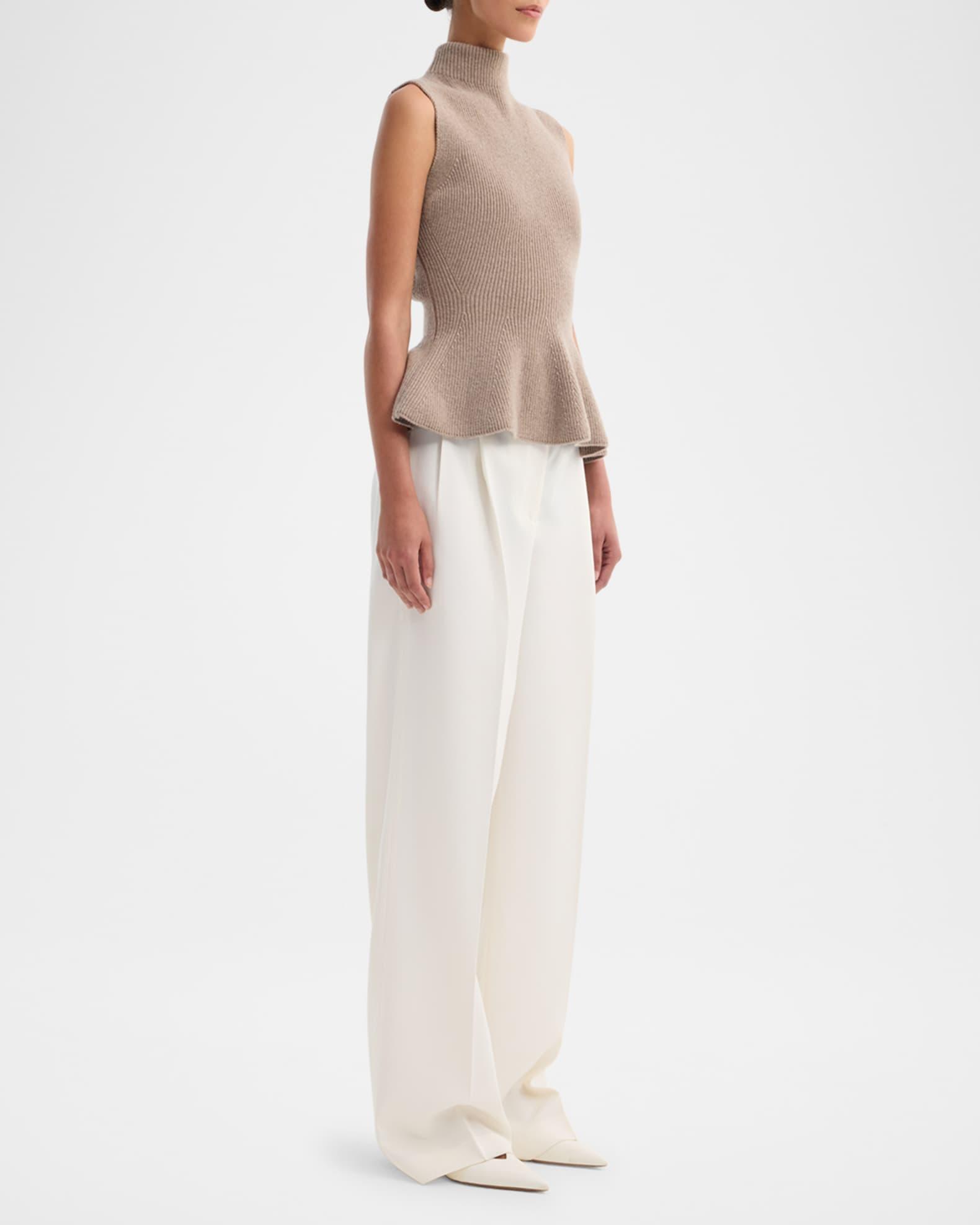 Sleeveless Wool-Cashmere Peplum Sweater  Product Image