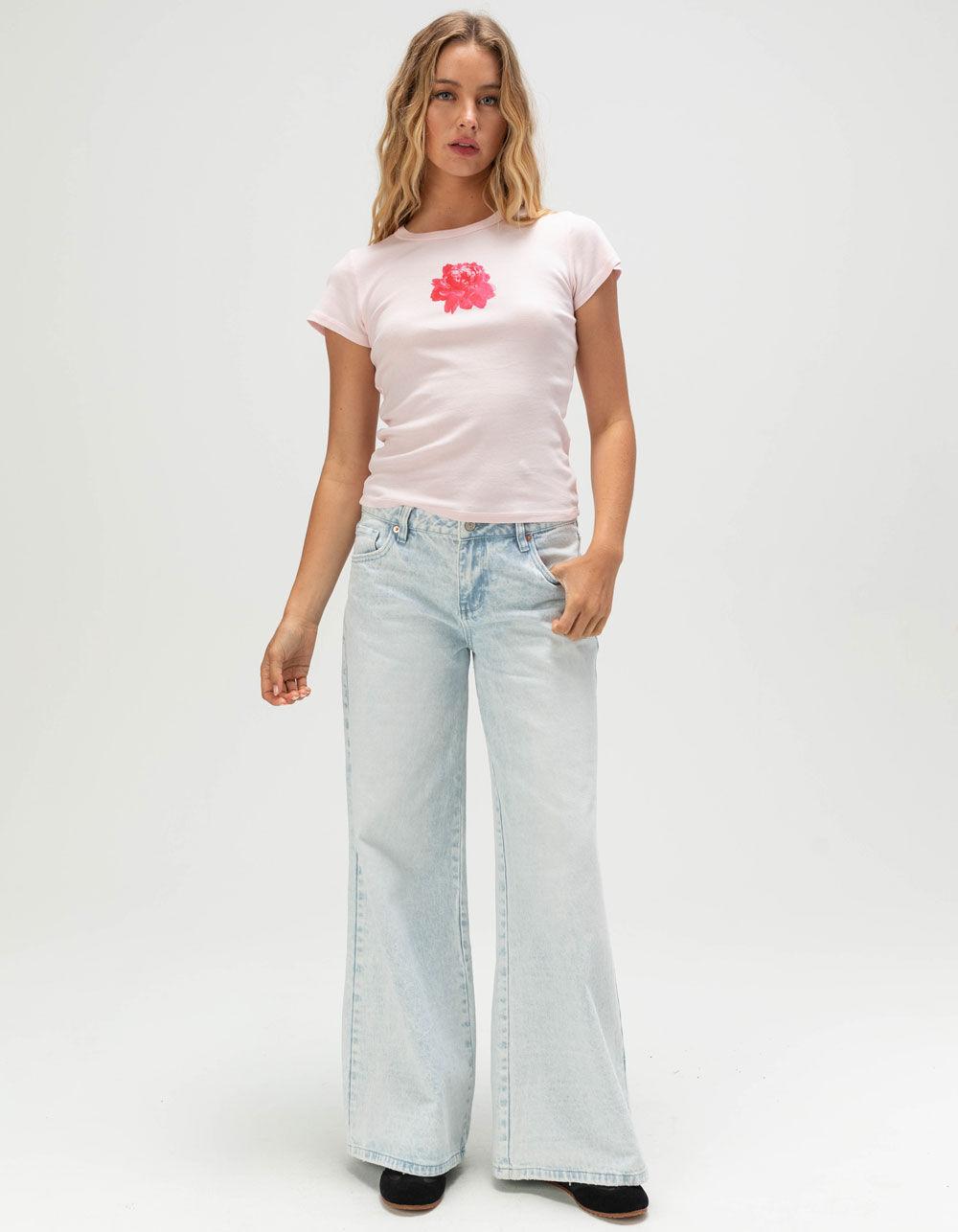 FULL TILT Peony Womens Baby Tee - PINK Product Image