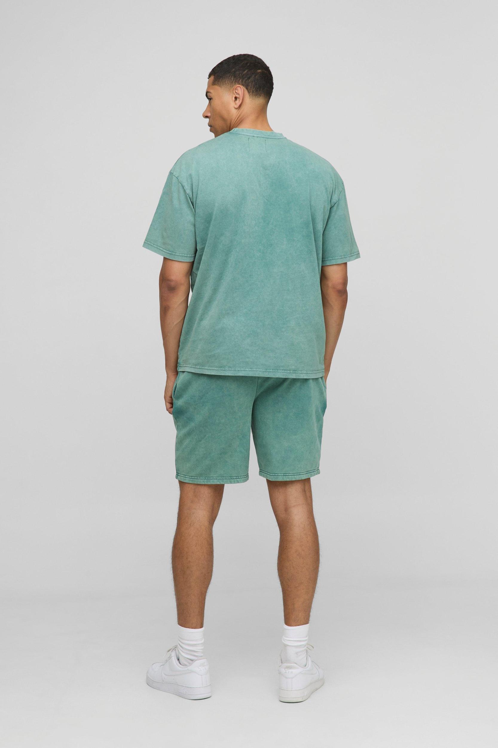 Oversized M Star Washed T-Shirt & Short Set | boohooMAN USA Product Image