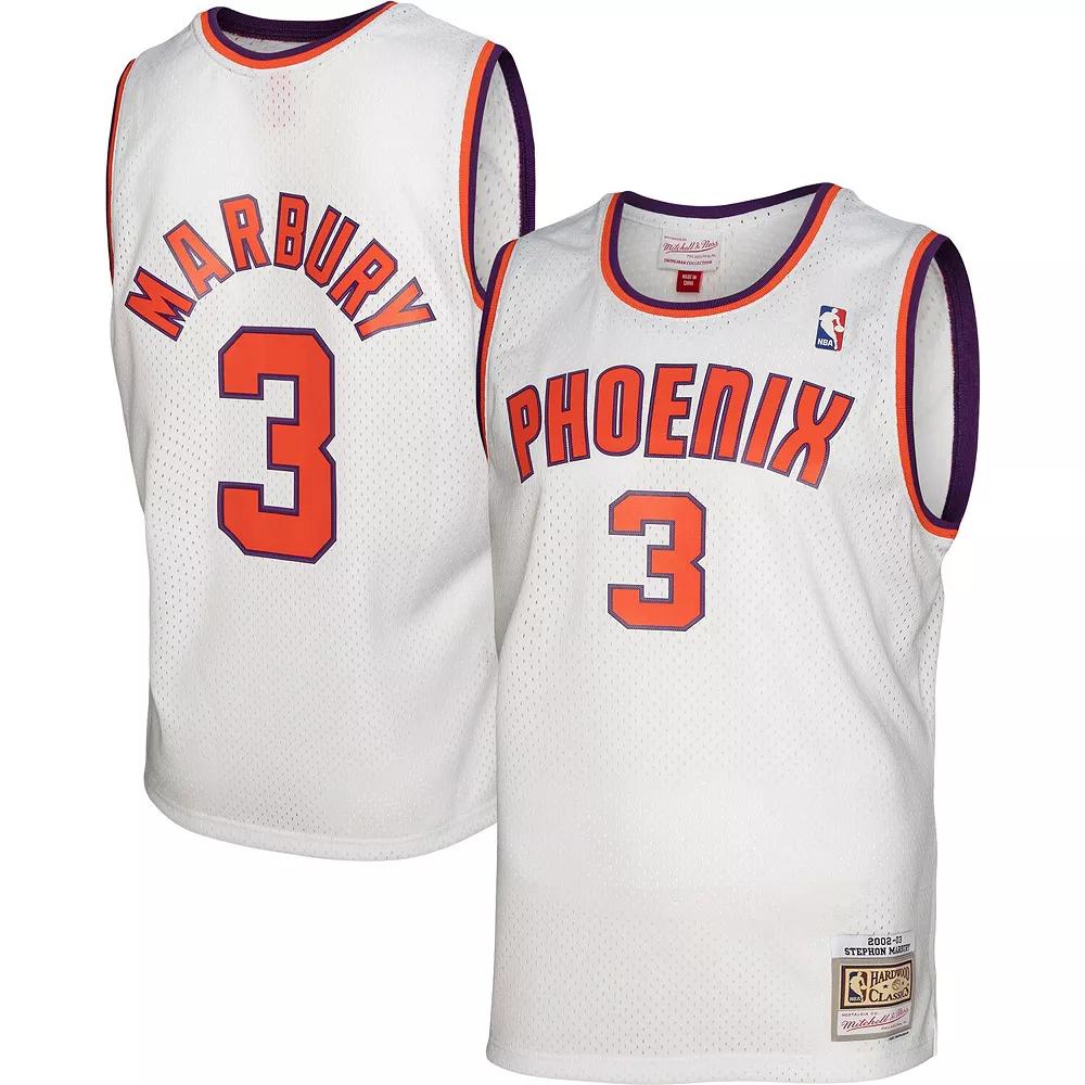 Men's Mitchell & Ness Stephon Marbury White Phoenix Suns 2002-03 Hardwood Classics Swingman Jersey, Size: Small, Phx White Product Image