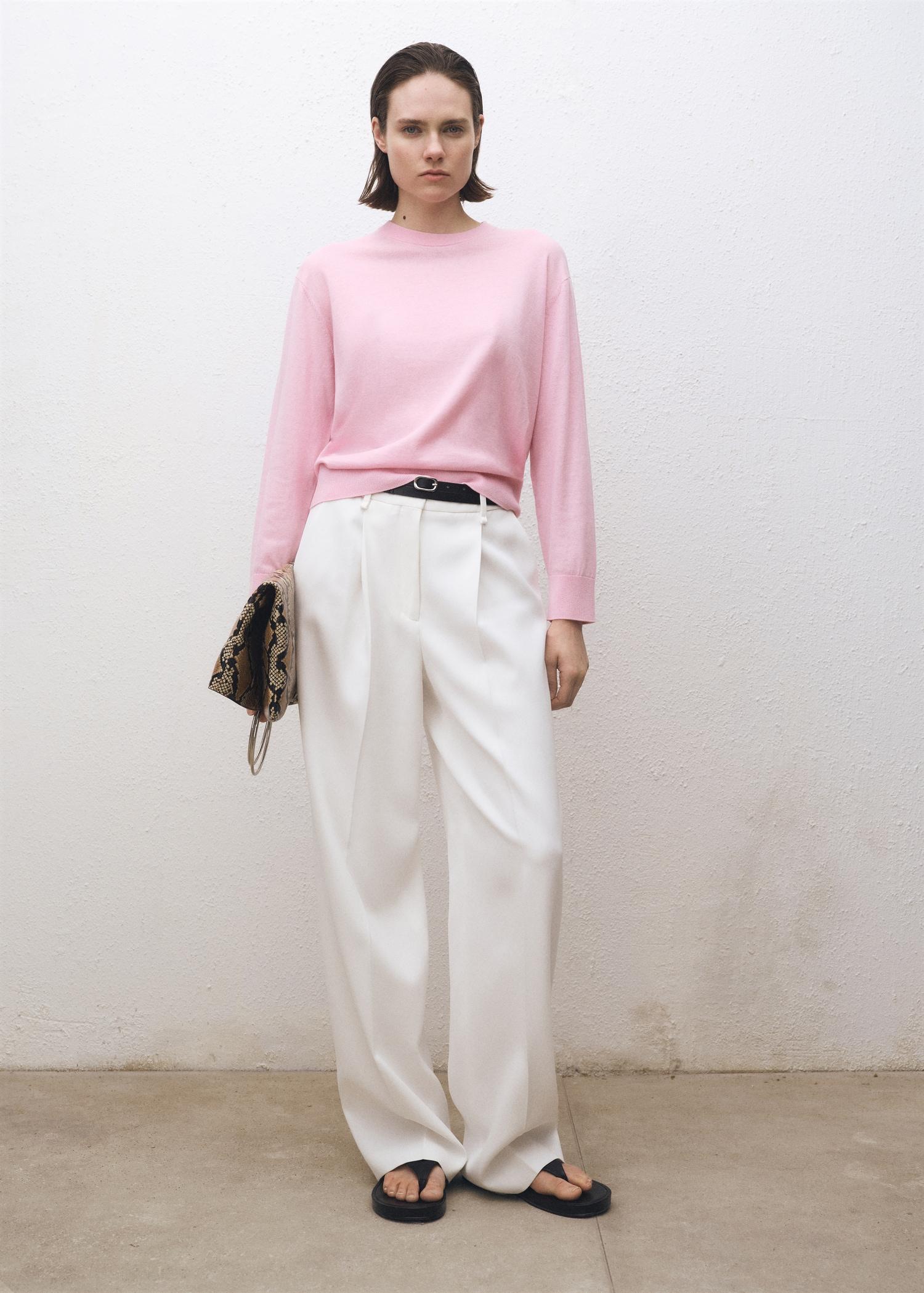 Wool-blend round-neck sweater - Women | MANGO USA Product Image