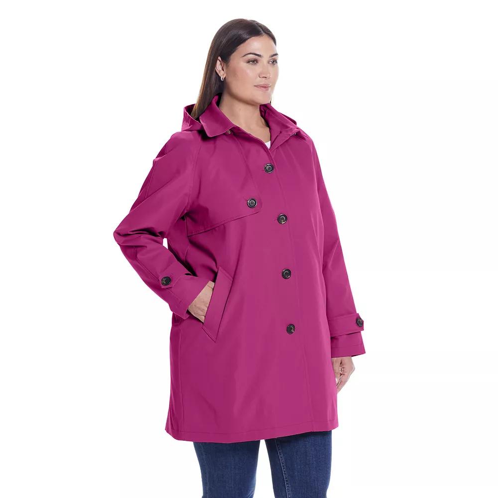 Plus Size Weathercast Lightweight Button Front Hooded Topper Jacket, Women's, Size: 2XL, Pink Product Image
