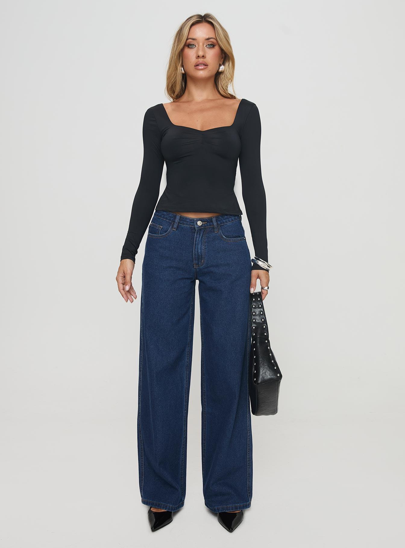 Rehna Long Sleeve Top Black Product Image