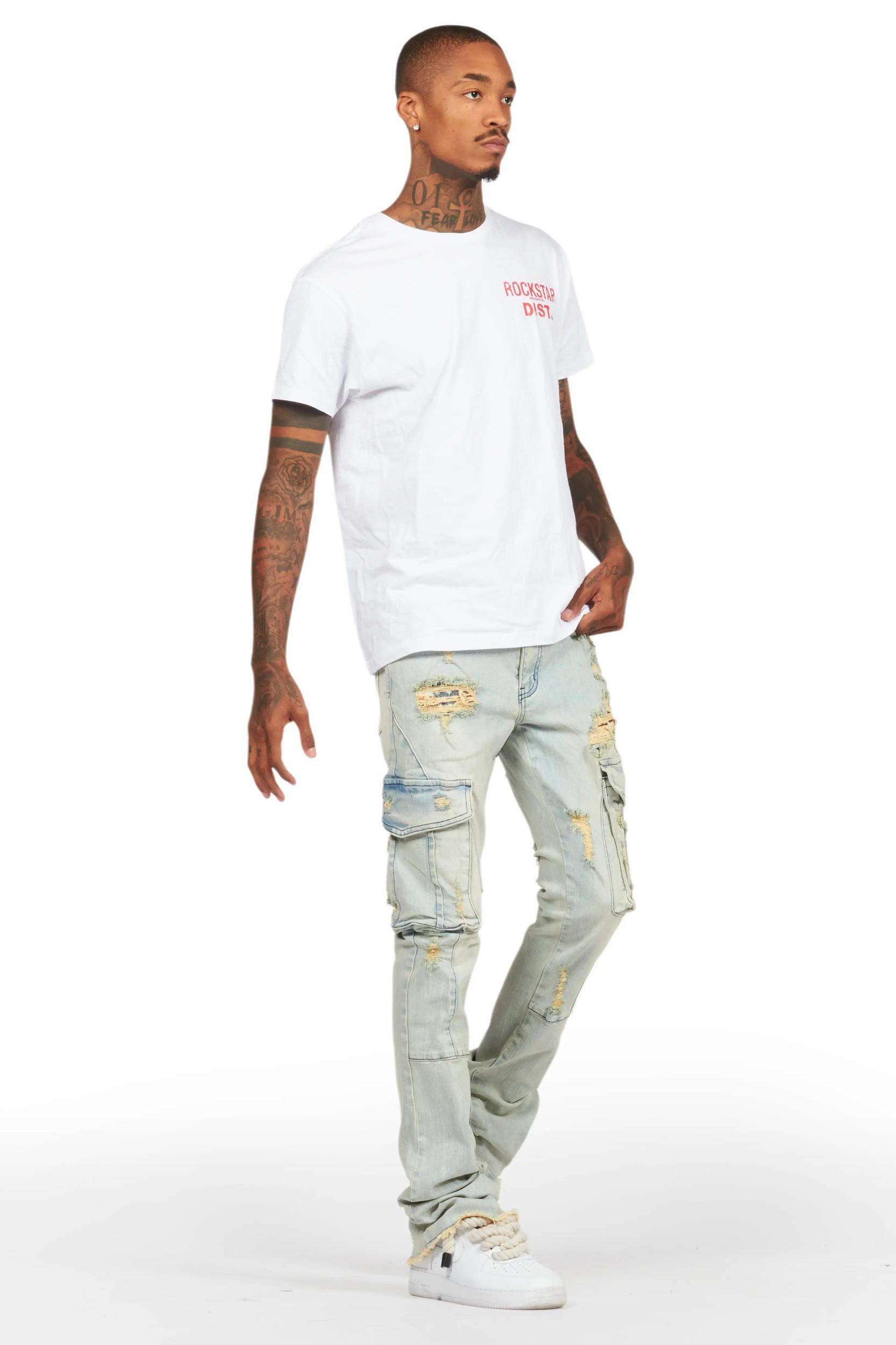 Boys Adalee Blue Stacked Flare Jean Boys Product Image