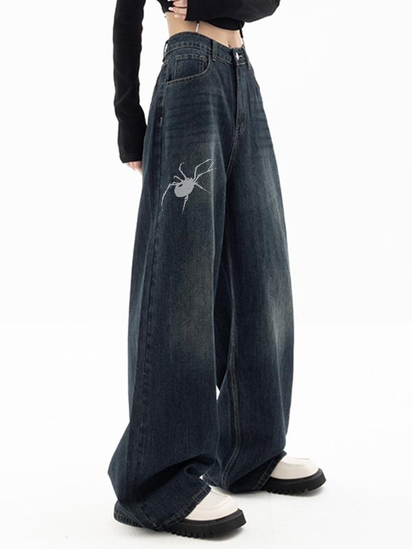 Vintage Blue 90s Print Boyfriend Jeans Product Image