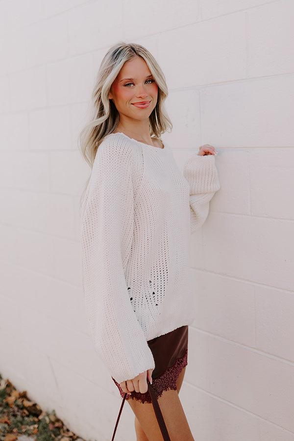 Cozy A La Mode Knit Sweater in Cream Product Image