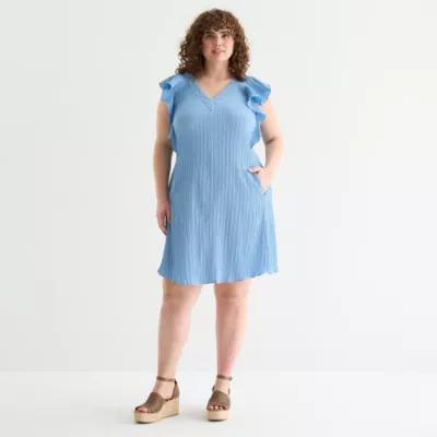 52seven Womens Short Sleeve Plus Shift Dress Product Image