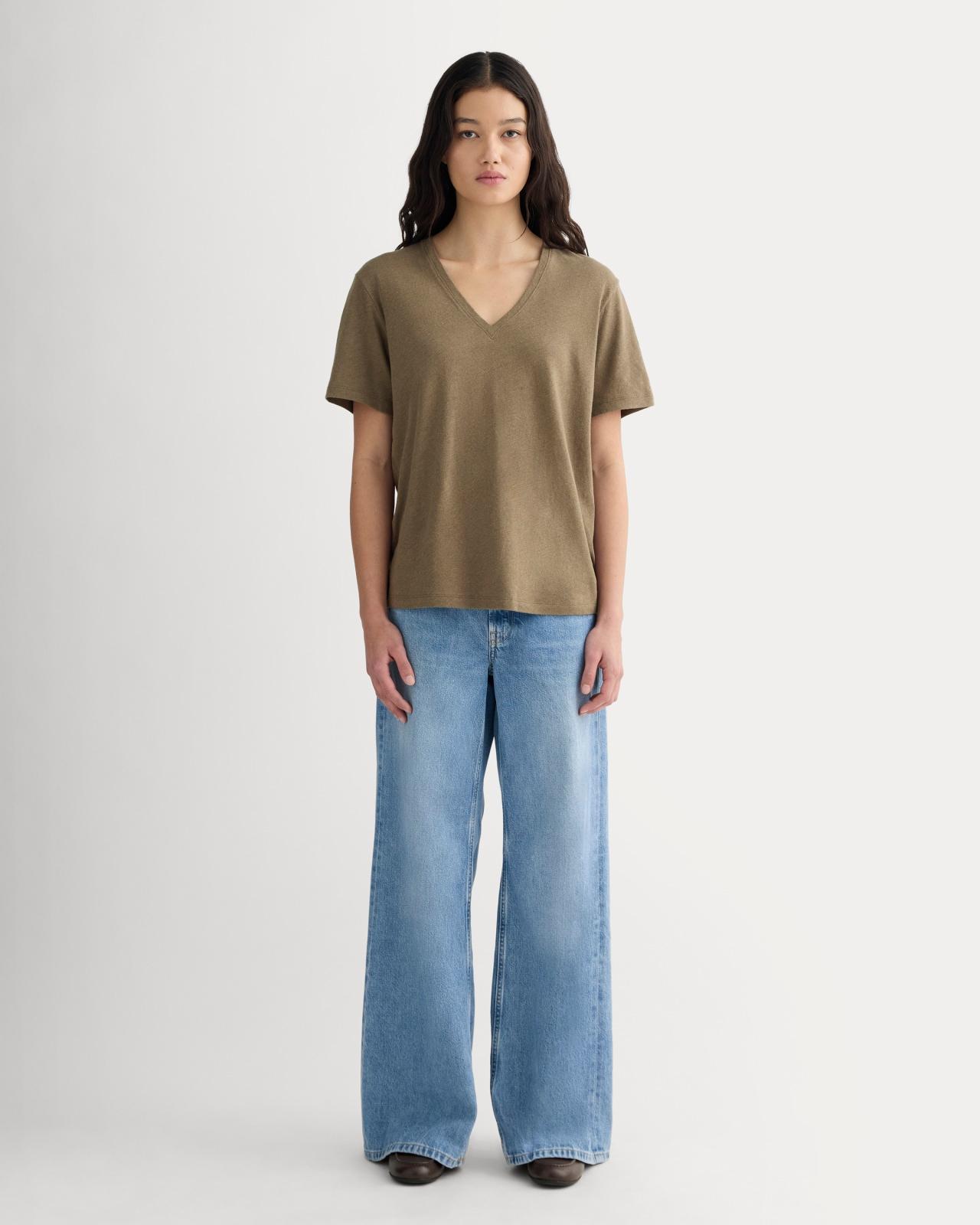 Womens Slouchy V-Neck T-Shirt in Cotton Linen by Everlane Product Image