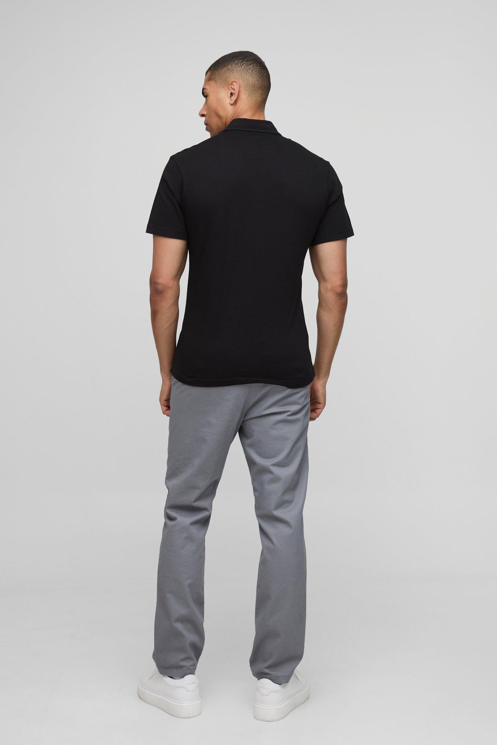 Slim Fit Jersey Short Sleeve Revere Shirt | boohooMAN USA Product Image