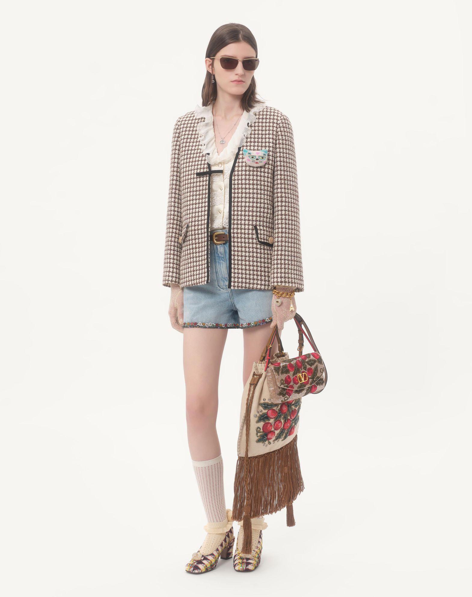 Embroidered Denim Shorts Product Image