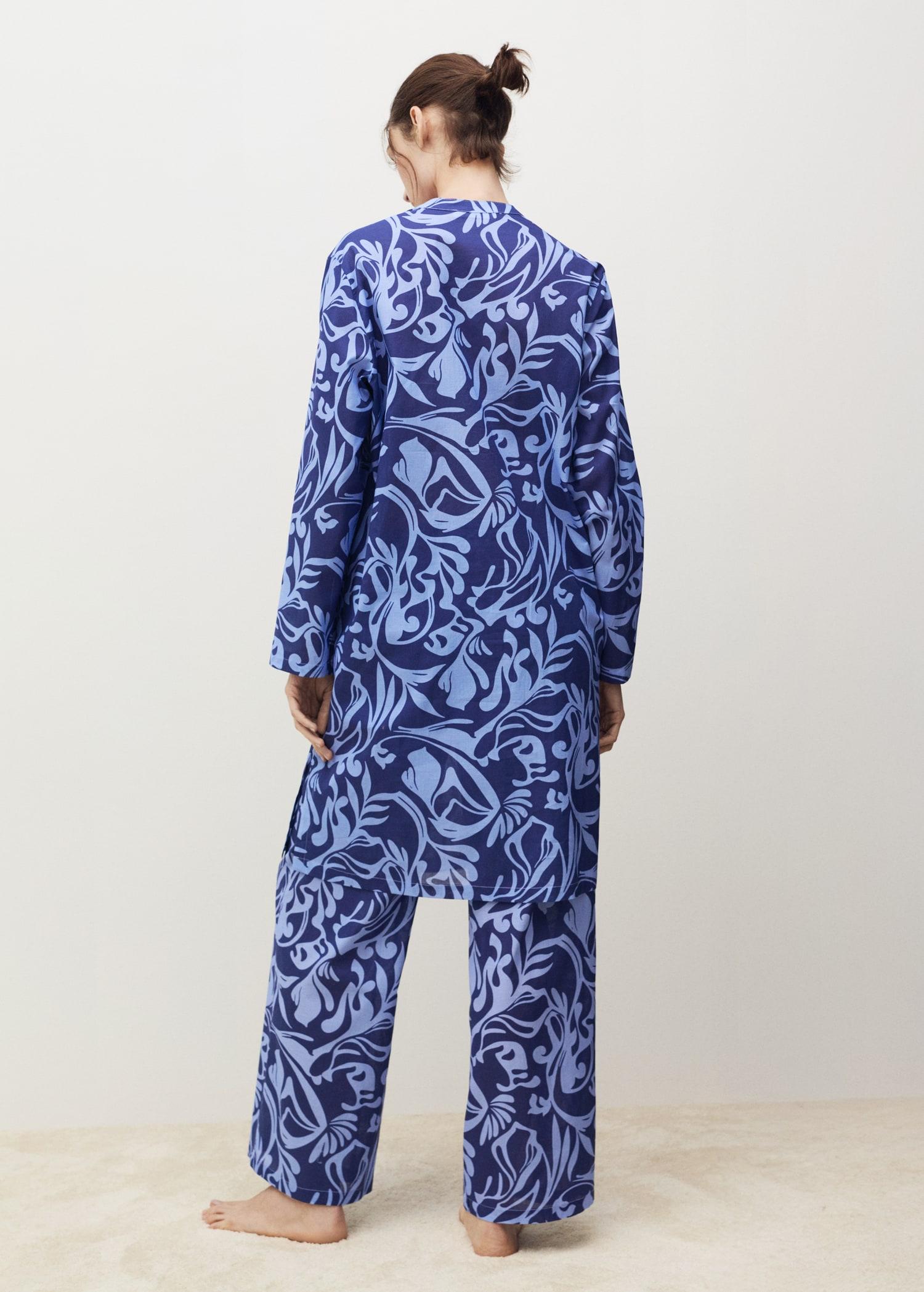 Two-tone printed cotton caftan - Women | MANGO USA Product Image