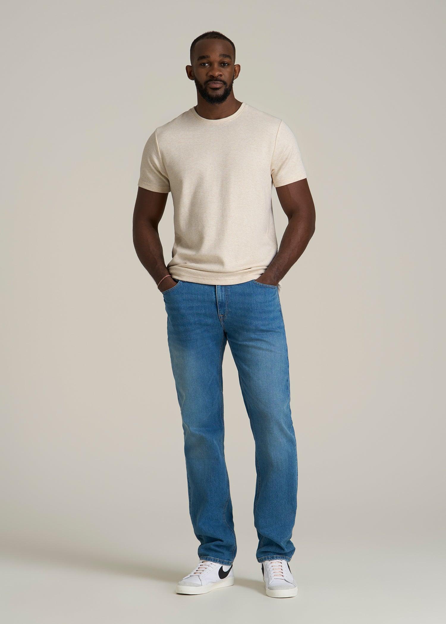 Cloud Knit Waffle Short Sleeve Tee for Tall Men in Heathered Oatmeal Product Image