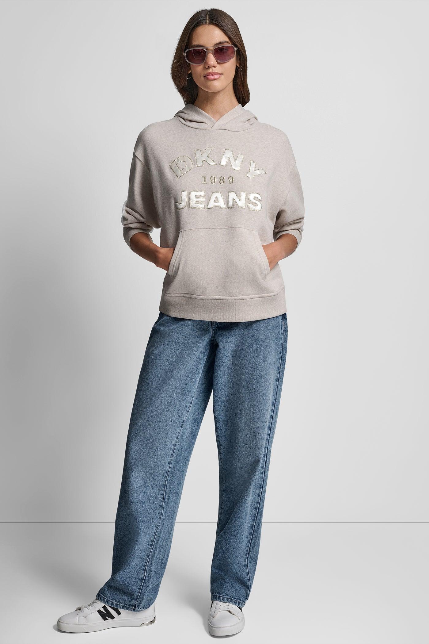 DKNY JEANS SATIN APPLIQUE CHAINSTITCH LOGO SWEATSHIRT Product Image
