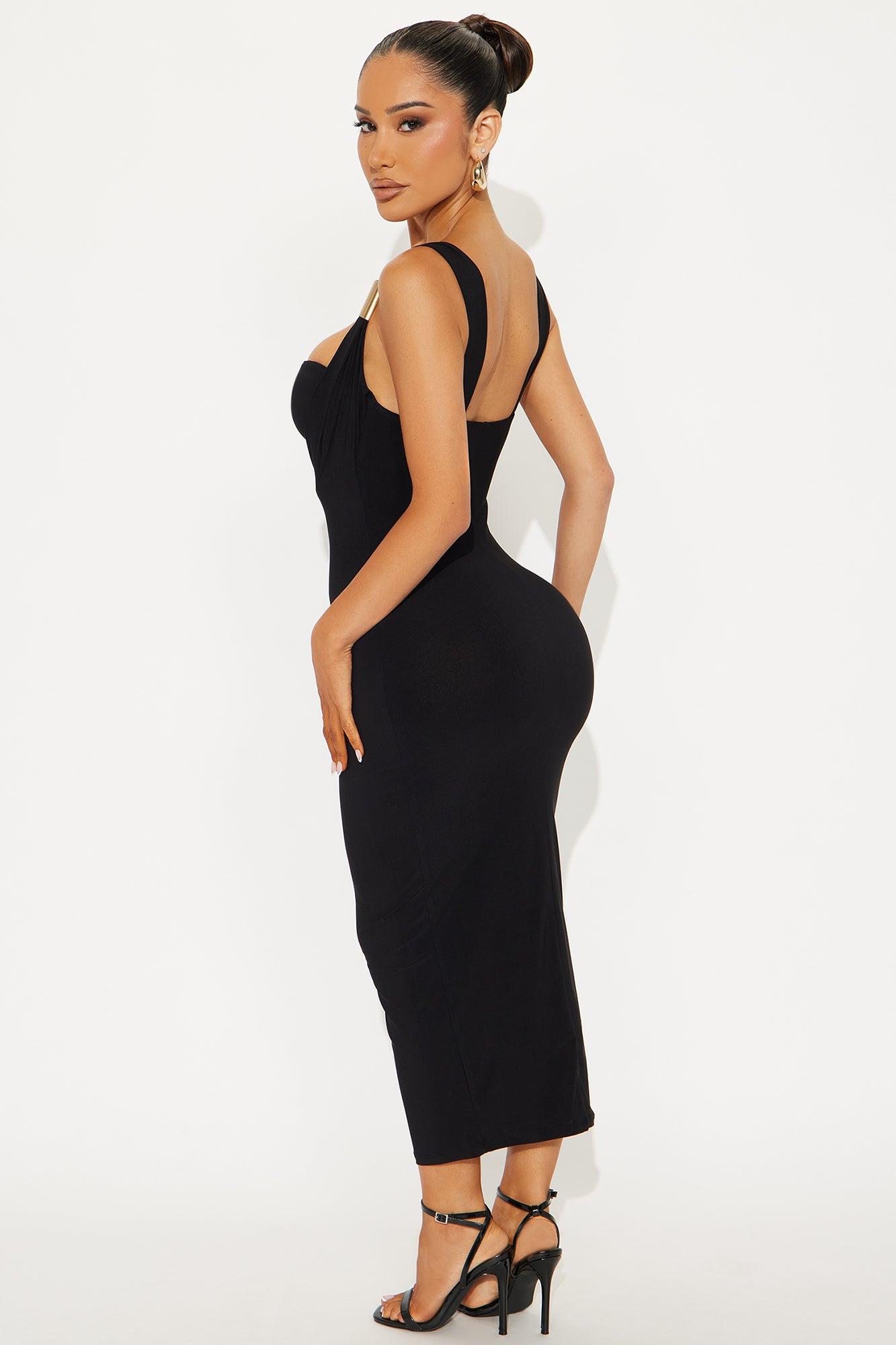 Alexa Cowl Neck Midi Dress - Black Female Product Image