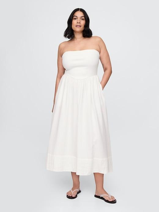 Cotton Gauze Mixed Media Maxi Dress Product Image