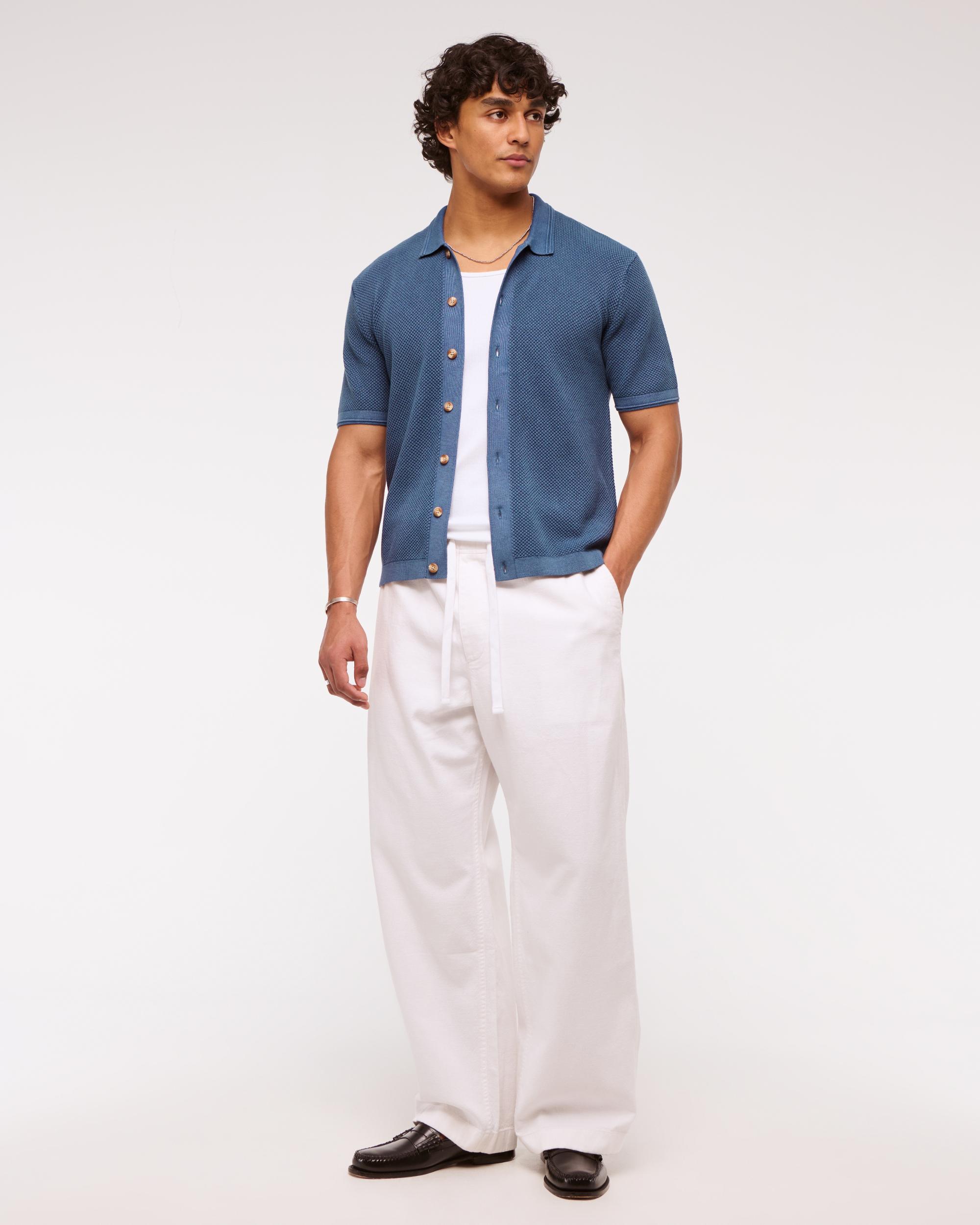 Garment Dye Button-Through Sweater Polo Product Image