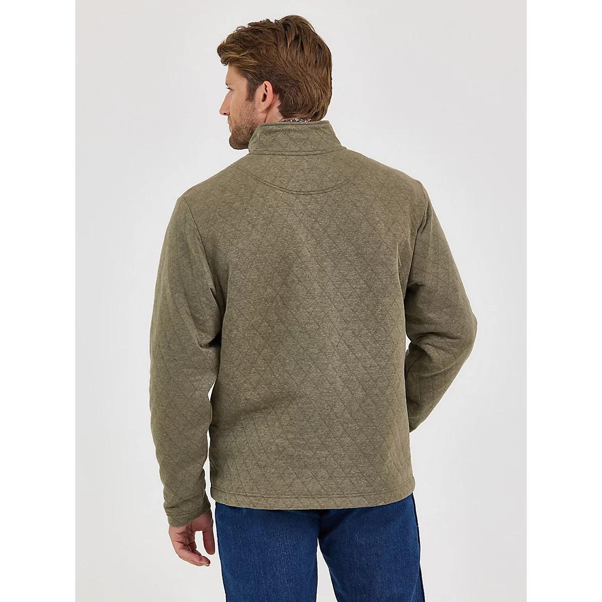 Men's George Strait Quarter-Zip Quilted Pullover in Olive Product Image