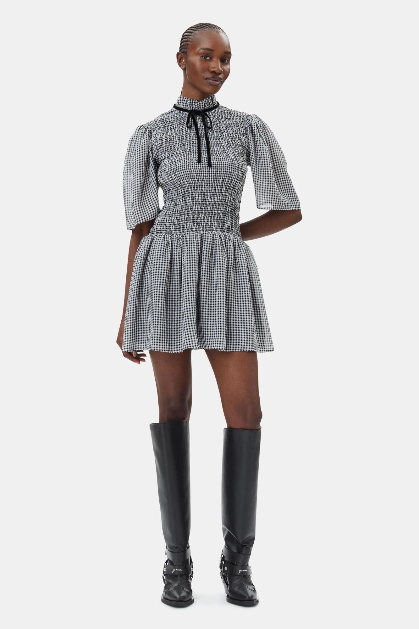 Sheer Check Mini Smock Dress Product Image