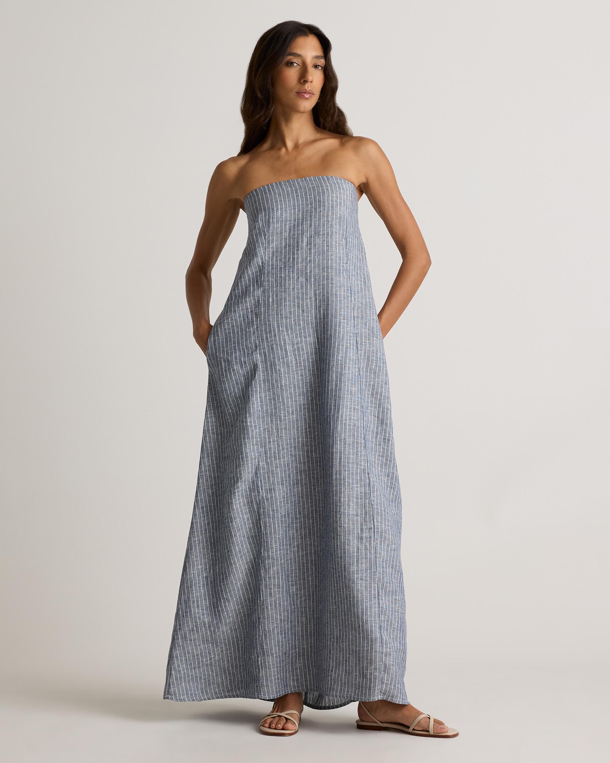 Quince | Women's 100% European Linen Strapless Maxi Dress Product Image