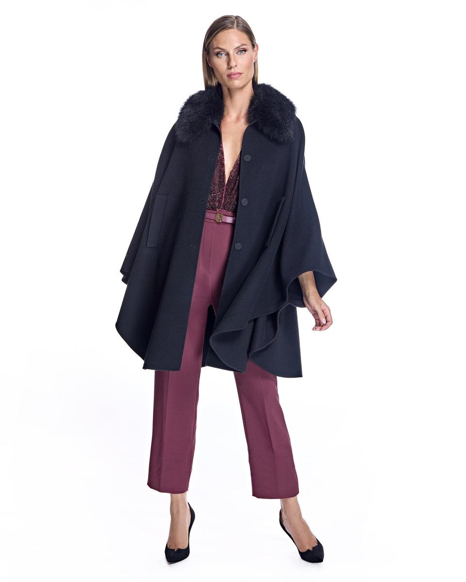 Loro Piana Cashmere Blend Cape with Cashmere Goat Collar Product Image