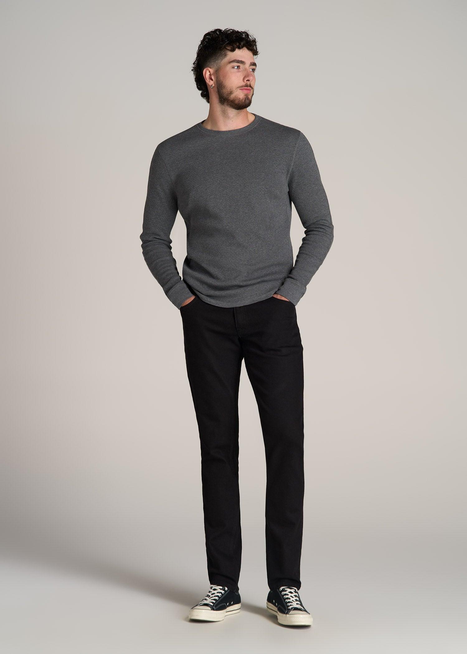 Double Honeycomb Thermal Crewneck  for Tall Men in Charcoal Mix Male Product Image