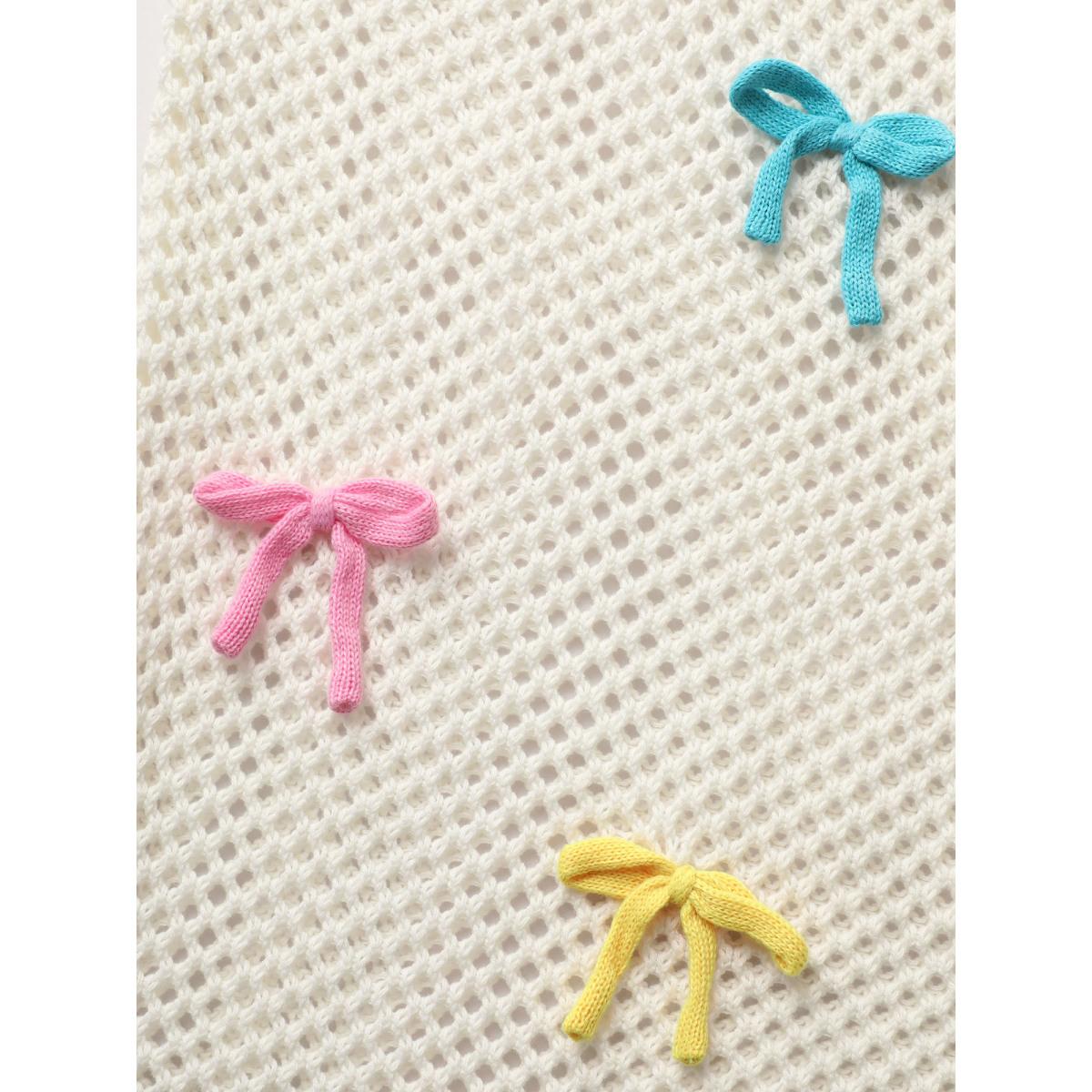 Plus Size Bowknot Tie Knot Bell Sleeve Cardigan Ivory Women Casual Loose Long Sleeve Everyday Cardigans BloomChic 28/5X Product Image