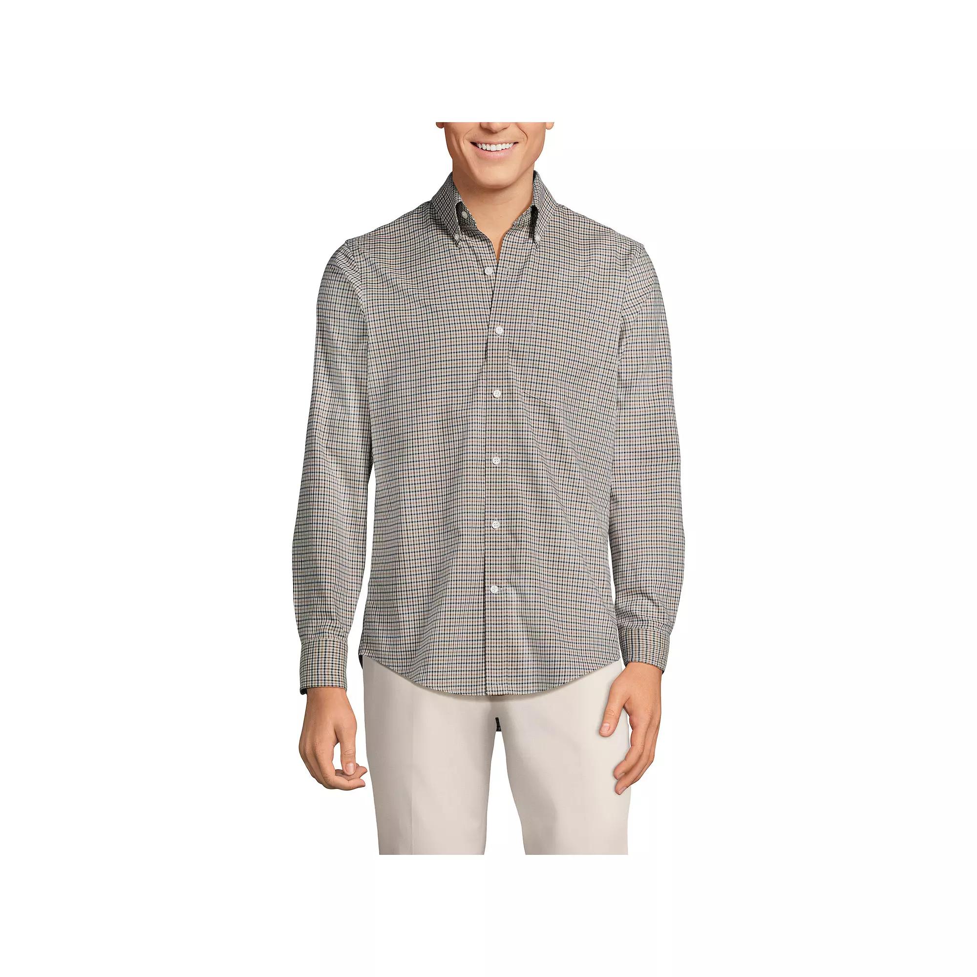 Men's Lands' End Tailored Fit No Iron Twill Long Sleeve Shirt,  Product Image
