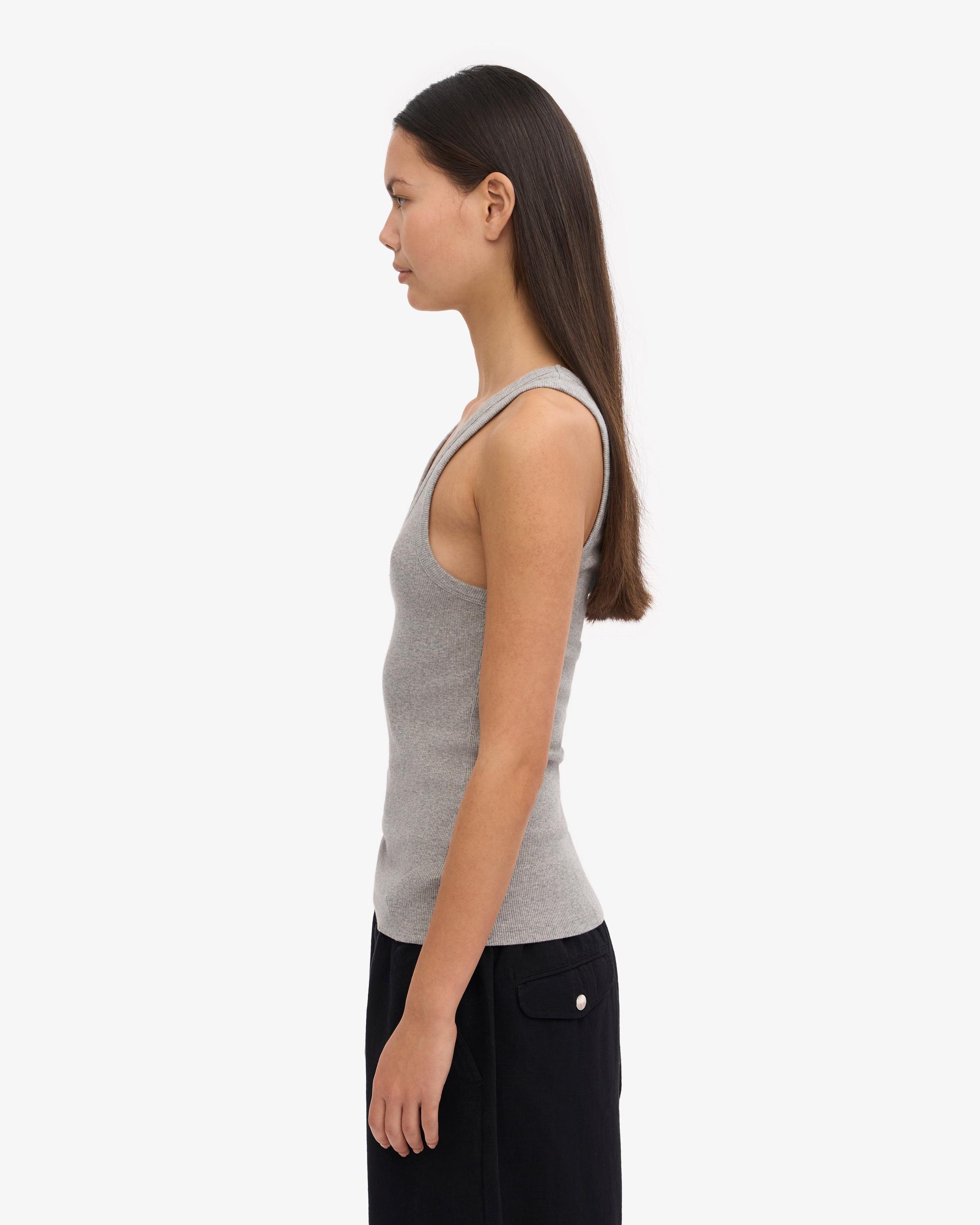 Women Organic Rib Tank Top - Heather Grey Product Image