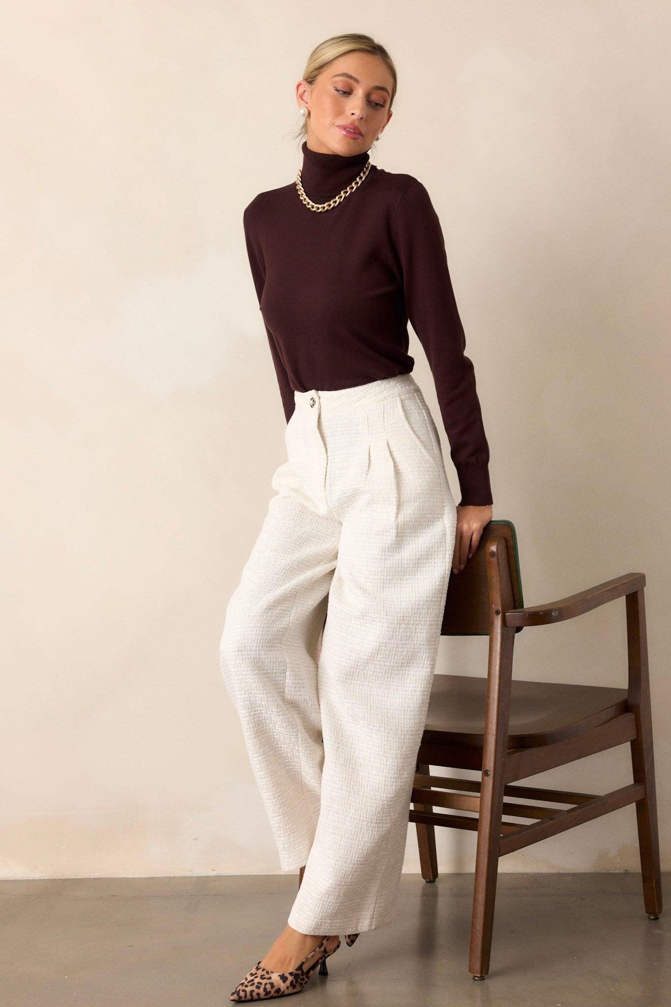Glass Half Full Ivory Tweed Pants Product Image