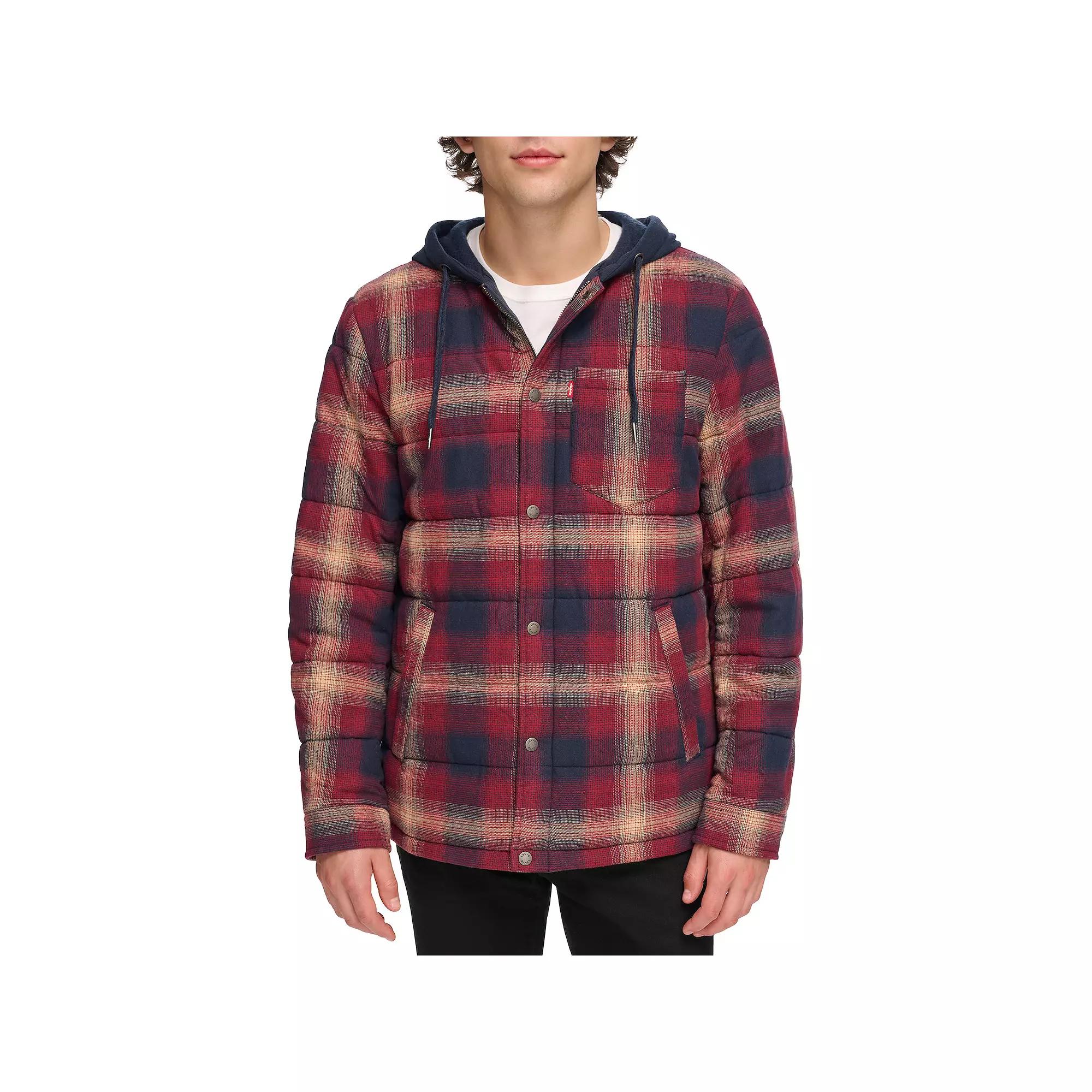 Mens Levis Quilted Hooded Shirt Jacket Product Image