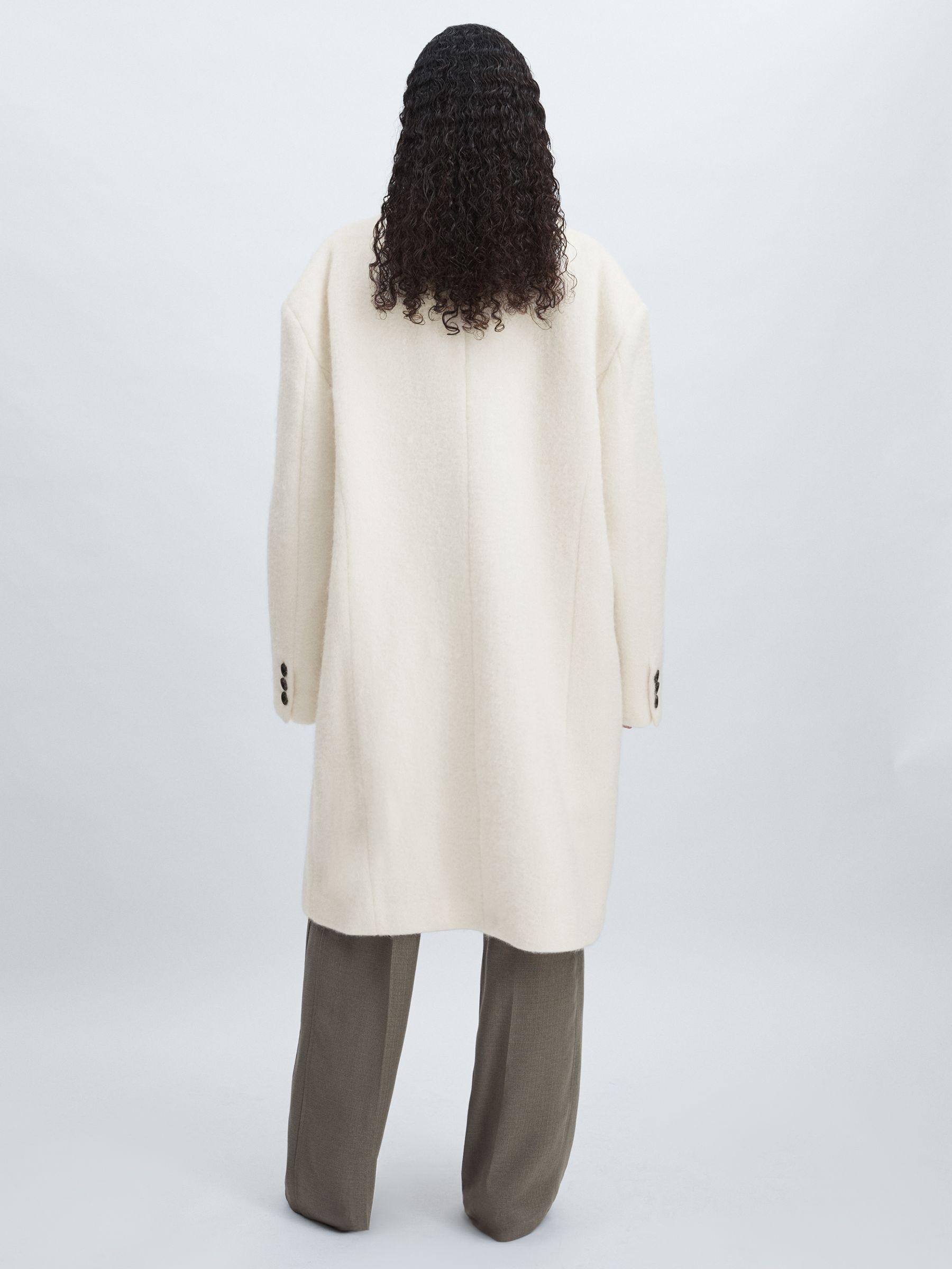 Meotine Double-Breasted Coat With Mohair in Cream Product Image