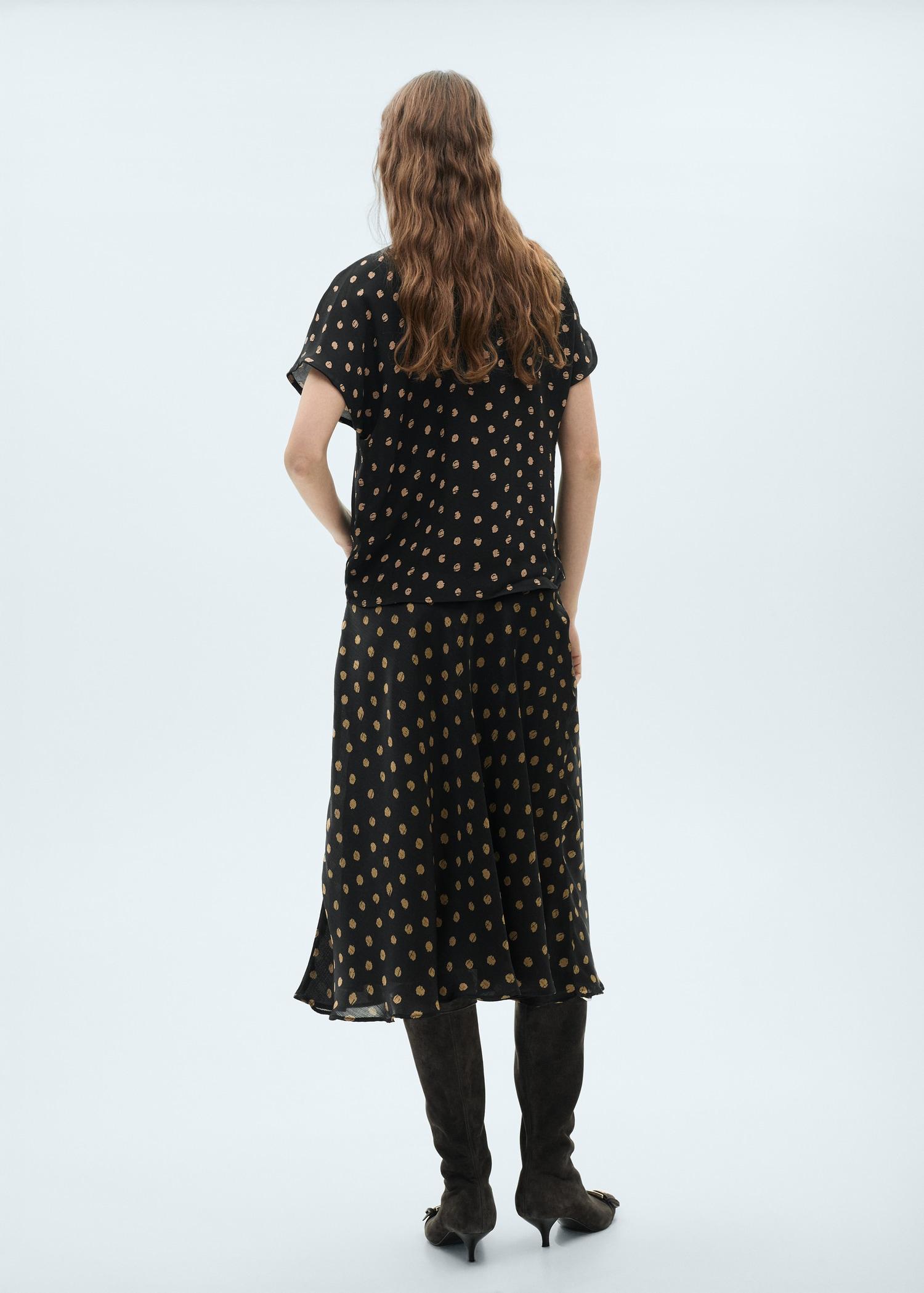 Polka-dot blouse with draped collar - Women | MANGO USA Product Image
