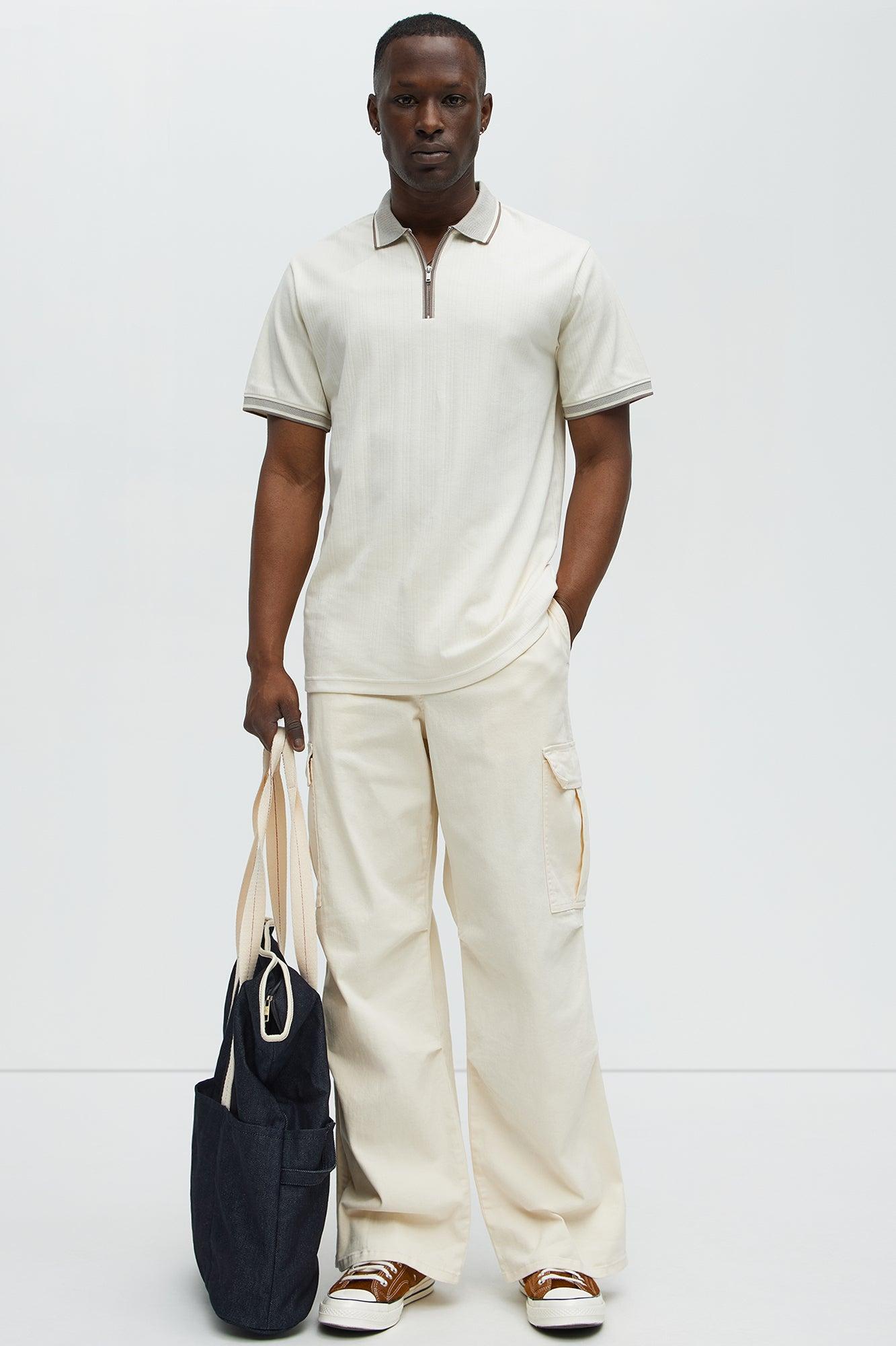 Yes Please Baggy Cargo Pants - Cream Male Product Image