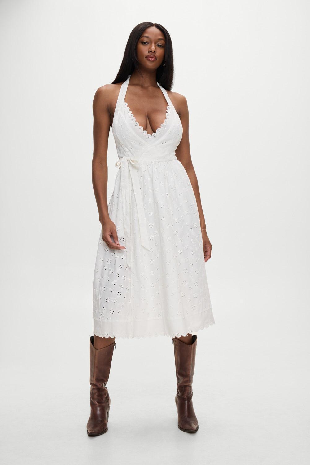 x BELLA HADID Fort Worth Fairy Midi Dress - Salt Air Eyelet Product Image
