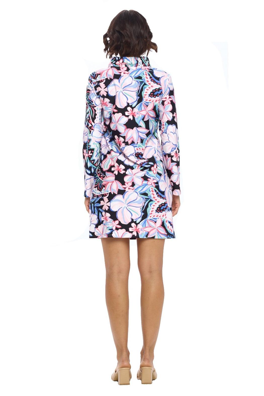 Black Ruffle Neck Dress Product Image